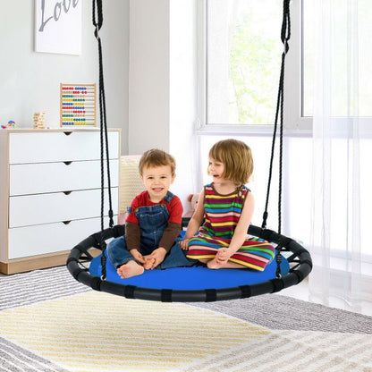 Saucer Round Tree Swing with Adjustable Heights for Kids &amp; Adults-Blue