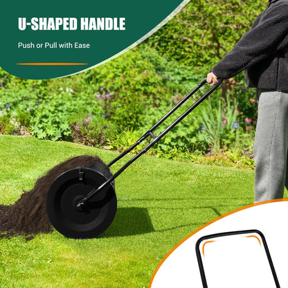 27 Inch Compost Spreader with Upgrade U-shaped Handle-Black
