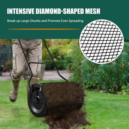 27 Inch Compost Spreader with Upgrade U-shaped Handle-Black