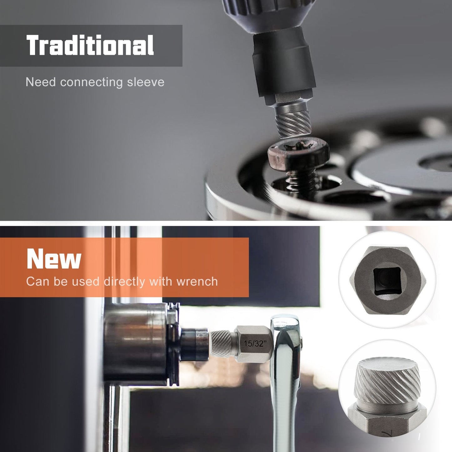 27 Pieces Screw Extractor Set with 3/8 Inches Drive-Orange