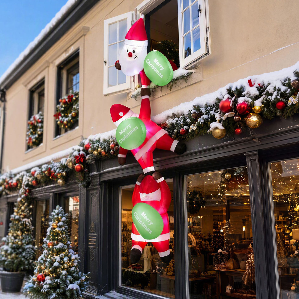 280 cm Hanging Christmas Inflatable Indoor Outdoor Decoration with Gift Bags and Built-in LED Lights