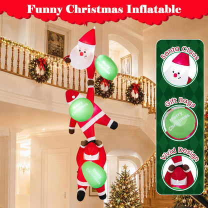 280 cm Hanging Christmas Inflatable Indoor Outdoor Decoration with Gift Bags and Built-in LED Lights