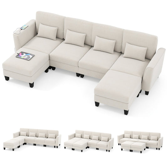 280 cm U-Shaped Sectional Sofa in White