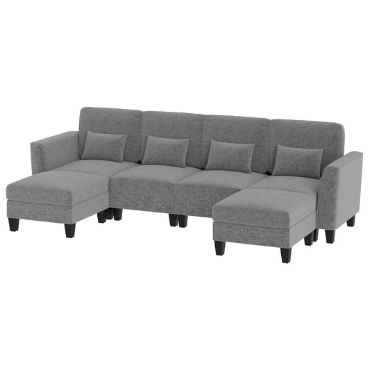 280 cm U-Shaped Sectional Sofa in Grey