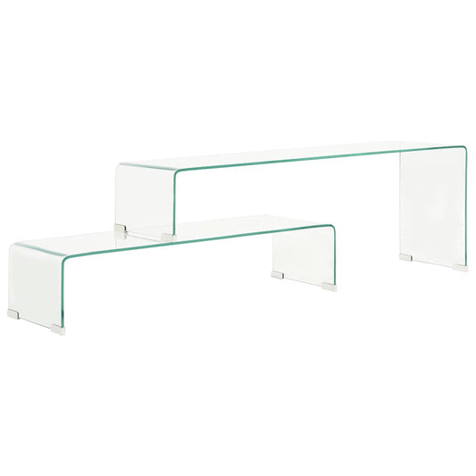 2 Piece Coffee Table Set 90x30x20/110x30x40 cm Tempered Glass
