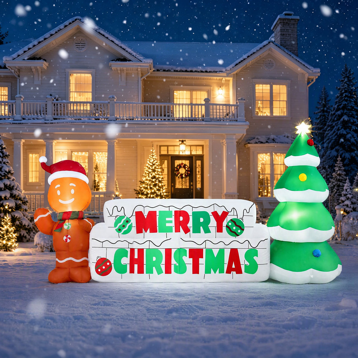 290 CM Long Inflatable Merry Christmas Sign Outdoor Decoration
