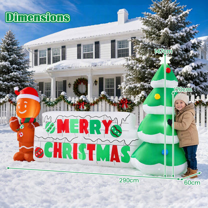 290 CM Long Inflatable Merry Christmas Sign Outdoor Decoration