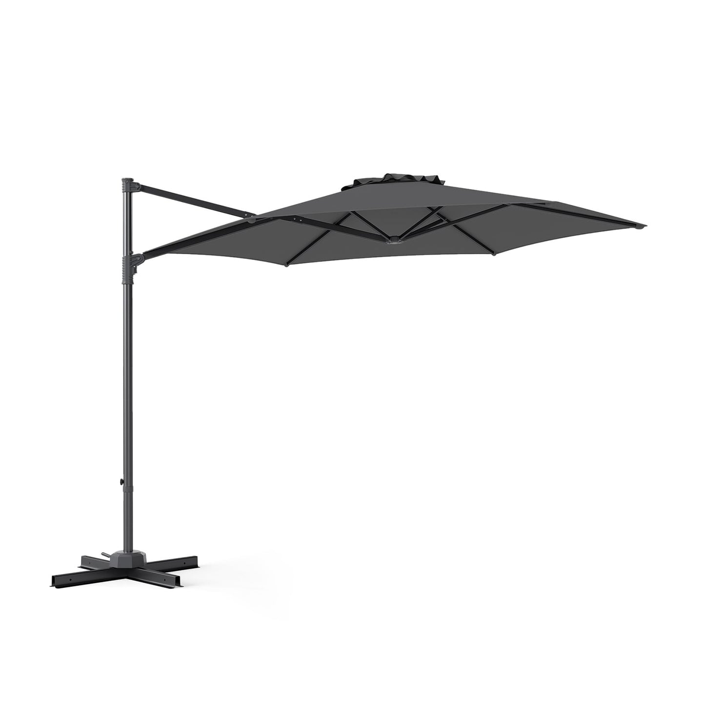 292cm Patio Cantilever Umbrella Large Offset Hanging Umbrella with 360° Rotation-Grey