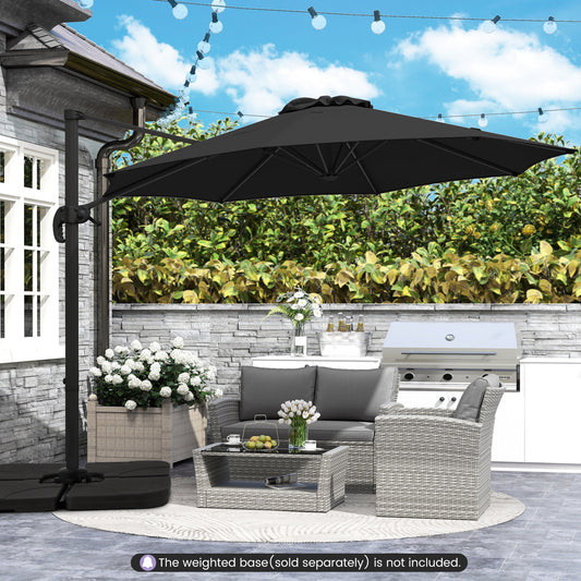 294 x 248 cm Round Outdoor Patio Umbrella Cantilever Umbrella with 360¬∞ Rotation for Backyard-Black