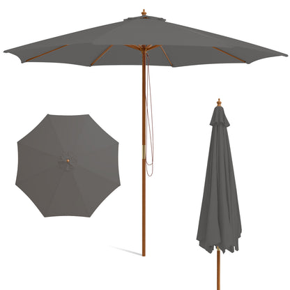295 x 295 cm Patio Umbrella with Pulley Lift and Ventilation Hole-Grey