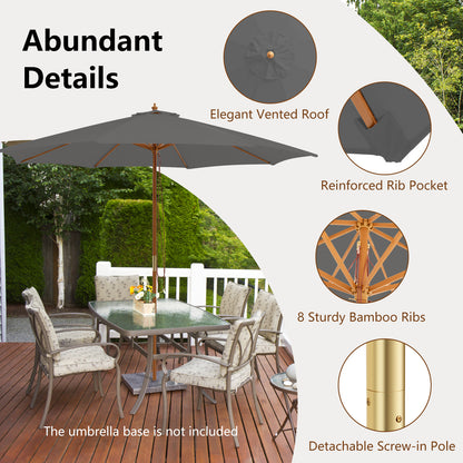 295 x 295 cm Patio Umbrella with Pulley Lift and Ventilation Hole-Grey