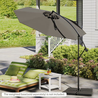 295 cm Patio Offset Umbrella with Easy Tilt Adjustment and Crossed Base-Grey