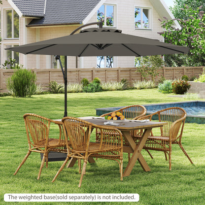 295 cm Patio Offset Umbrella with Easy Tilt Adjustment and Crossed Base-Grey