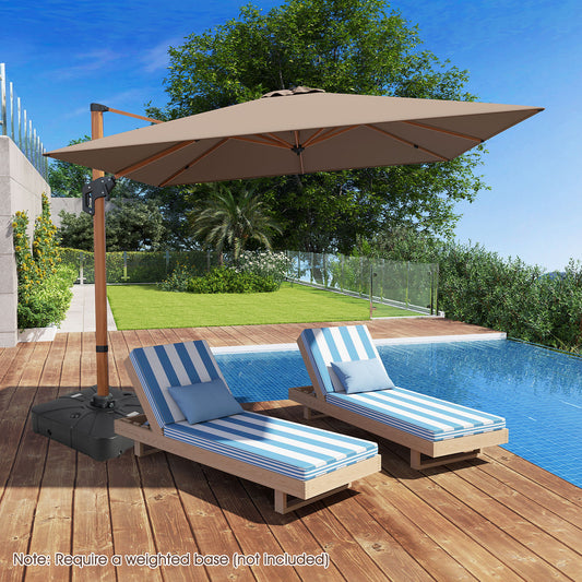 297 cm Outdoor Patio Cantilever Umbrella with 360° Rotation-Coffee