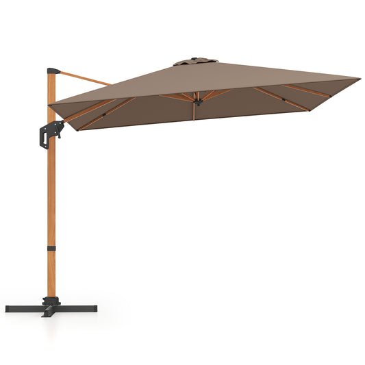 297 cm Outdoor Patio Cantilever Umbrella with 360° Rotation-Coffee