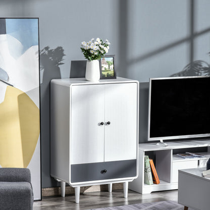 HOMCOM Modern Cabinet Storage, with Doors & Drawer, for Bedroom, Living Room Ð White & Grey