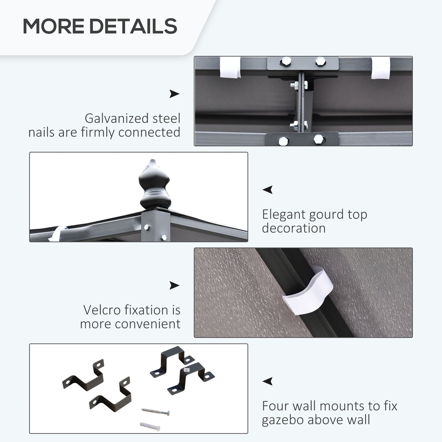 مظلة خارجية معدنية مقاس 4 × 3 أمتار من Outsunny، مظلة حديقة، مأوى للحديقة، باب الشرفة - رمادي