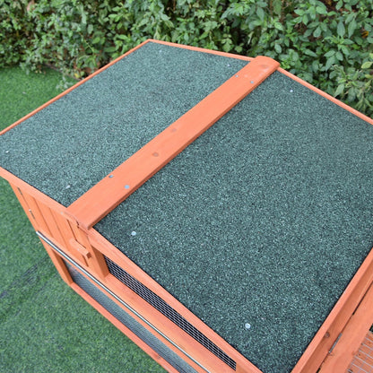 Pawhut 2 Floor Wooden Guinea Pigs Hutches House Bunny Coop Outdoor Garden Backyard, 158L x 58W x 68H cm