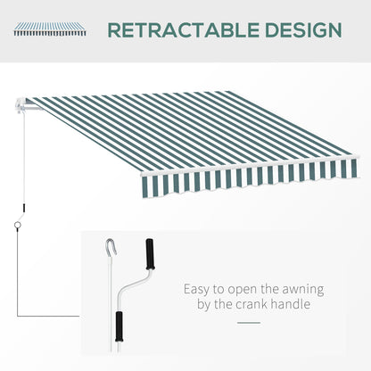 Outsunny Retractable Awning, 2.5x2 m-Dark Green/White