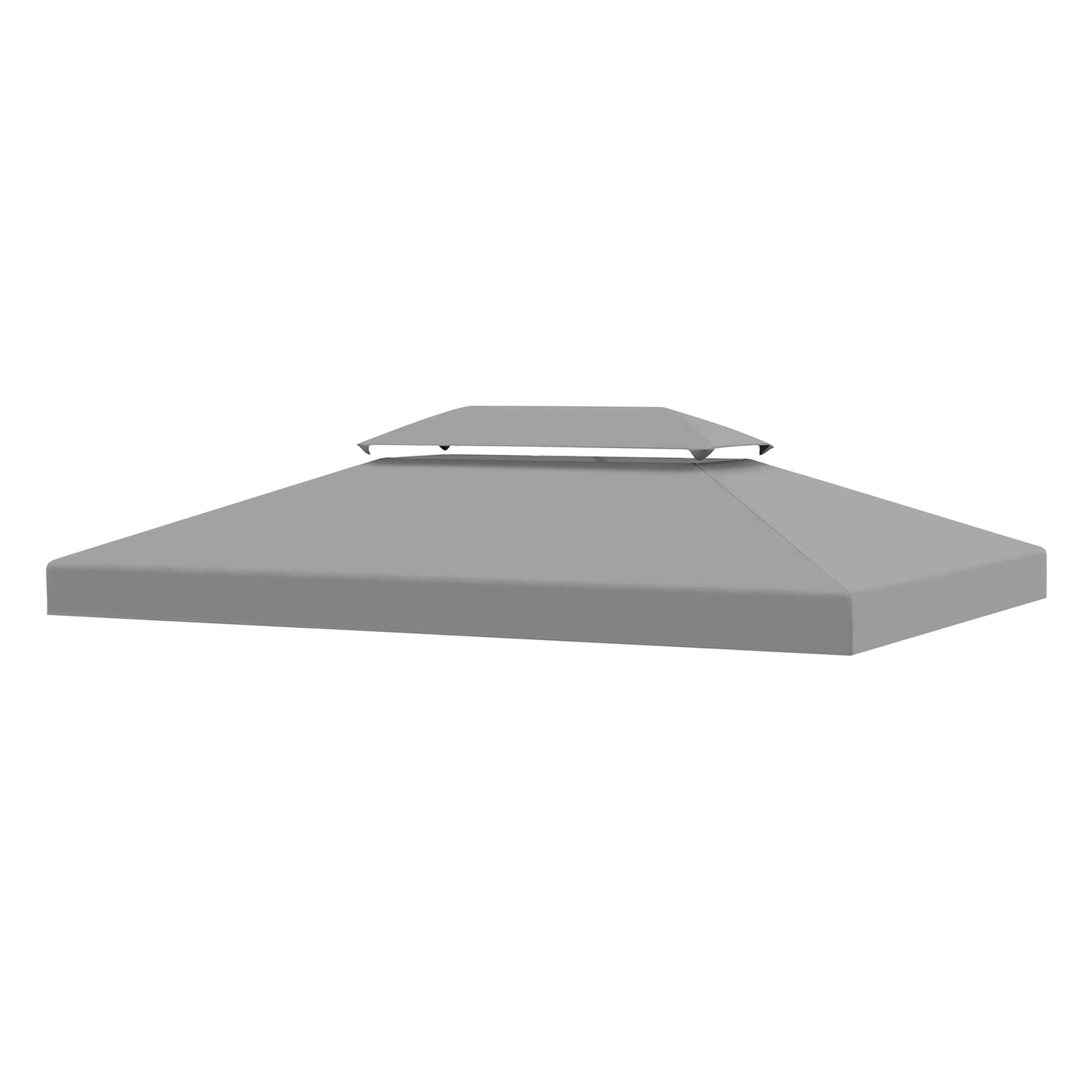 Outsunny 3x4m Gazebo Replacement Roof Canopy, 2 Tier Top UV Cover Garden Outdoor Awning Shelters, Light Grey (TOP ONLY)