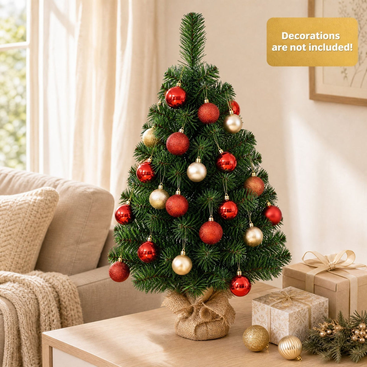 2FT/3FT Mini Artificial Tabletop Christmas Tree w/ Burlap Base-3FT