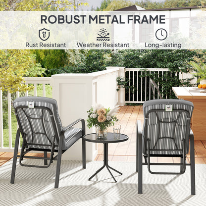 Outsunny Three-Piece Reclining Chair Set - Grey