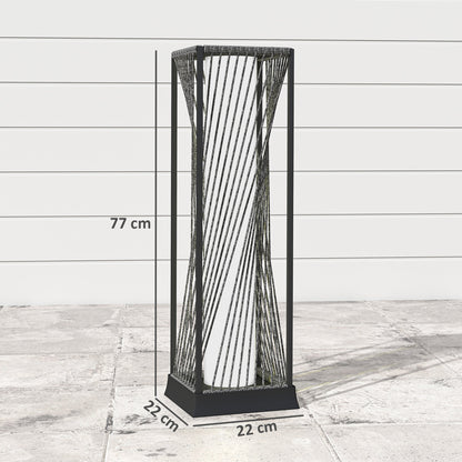 Outsunny Garden Rattan Lamp, 77 cm Tall Solar Rattan Floor Lamp, Solar Garden Light z automatycznym włączaniem/wyłączaniem świateł LED, IP44 Wodoodporny do użytku na zewnątrz, na ganku, ścieżce, tarasie, szary