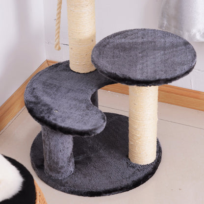 Pawhut 65 cm Cat Tree Kitty Scratcher Kitten Activity Center Scratching Post Playhouse 2 Perch w/Hanging Sisal Rope Grey