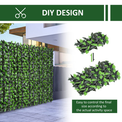 لوحة سياج للخصوصية من أوراق شجر صناعية من Outsunny للديكور الداخلي والخارجي للحديقة مقاس 3 متر × 1 متر أخضر فاتح وأخضر داكن