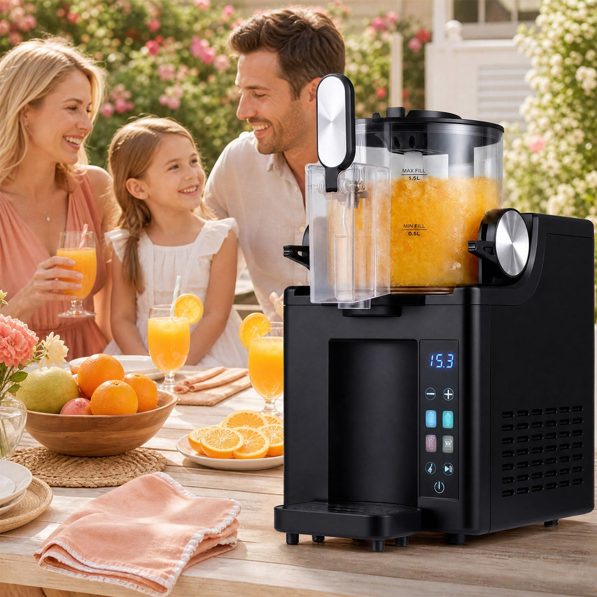 2L Slushie Machine for Home with 4 Presets and LED Display and Auto Cleaning