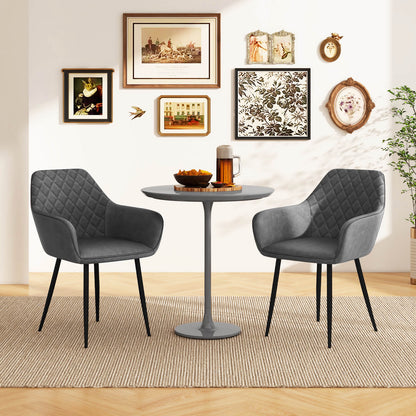 Set of 2 Leisure Dining Chair Upholstered with Curved Backrest-Grey