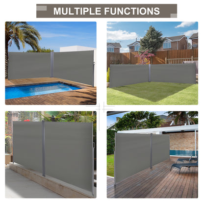Outsunny 6 x 2m Rozwijana markiza przeciwsłoneczna Ekran ogrodzenia Taras Ogród Ściana Balkon Panel osłonowy Zewnętrzna roleta Prywatność Przegroda √¢‚Ç¨‚Äú Szary