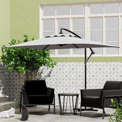 Outsunny 3(m) Parasol wysięgnikowy z podstawą poprzeczną - jasnoszary