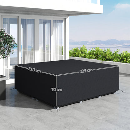 Outsunny 600D Oxford Outdoor Garden Furniture Sofa Set Pokrowiec, Wodoodporny Anty-UV Rattan Ochronny Leżak Ochronny Pokrowiec, 225L x 210W x 70Hcm, Czarny