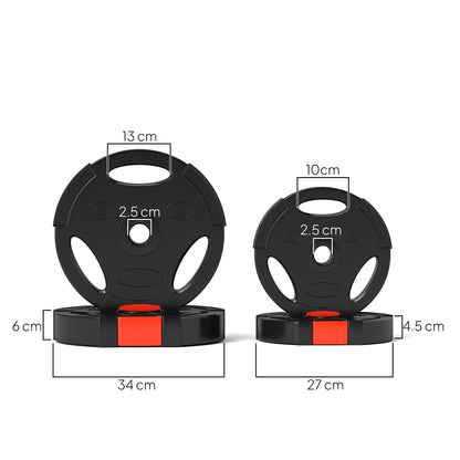 SPORTNOW Olympic Weight Plates Set, with Two 10kg and Two 5kg weights, Black