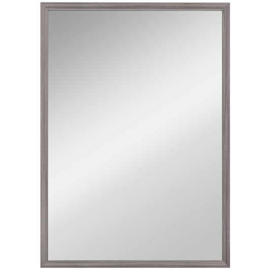 HOMCOM Wall Bathroom Mirror, 50 x 70 cm Wall-Mounted Mirror for Living Room, Bedroom, Hallway, Grey