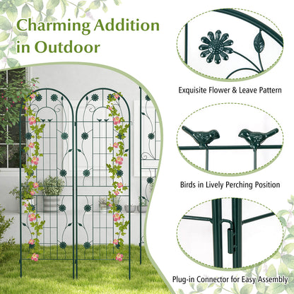 2/4 Pack Metal Garden Trellis 180 cm x 50 cm Wire Lattice Panel-Green-2 Pack