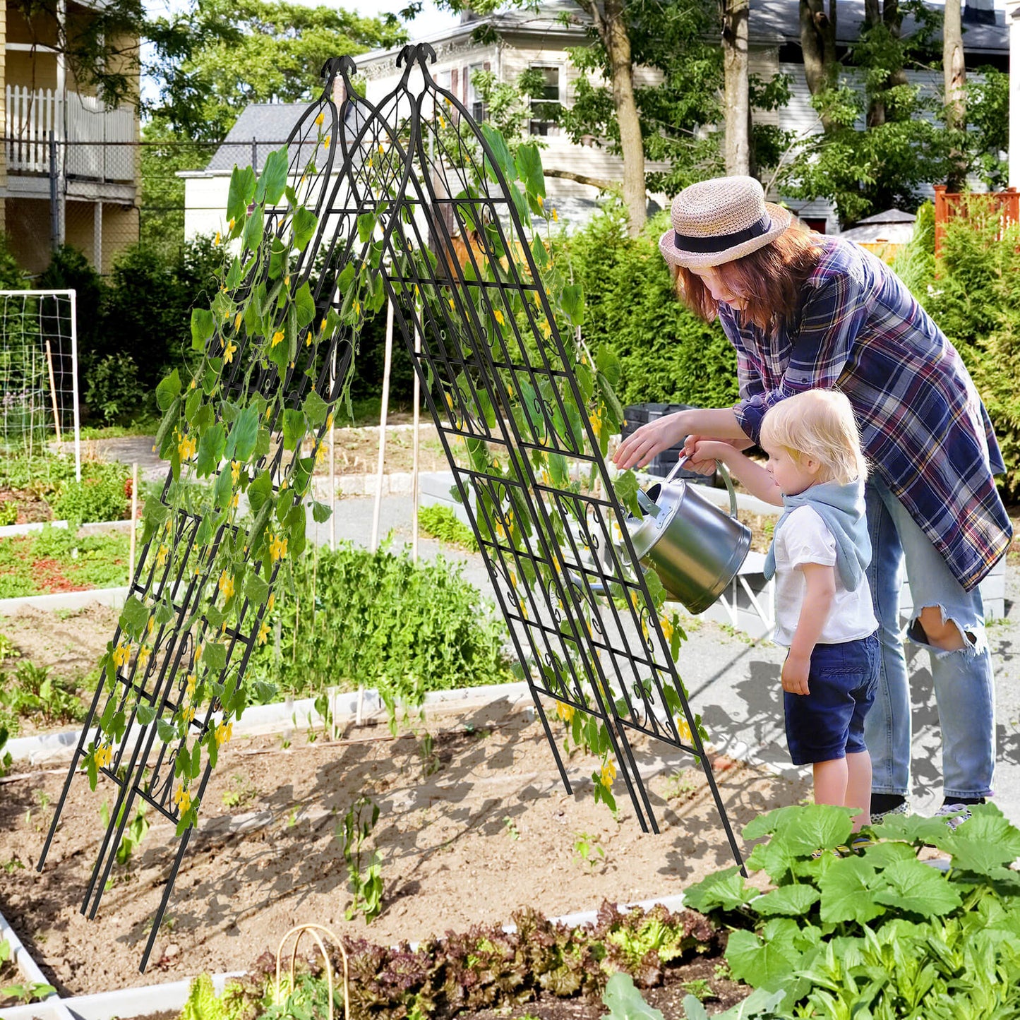 2/4 Pack 180 cm x 50 cm Metal Garden Trellis Decorative for Climbing Plants-2 Pack