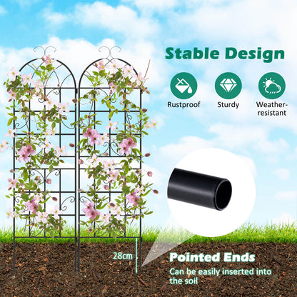 2/4 Pack 180 cm x 50 cm Metal Garden Trellis Decorative for Climbing Plants-2 Pack