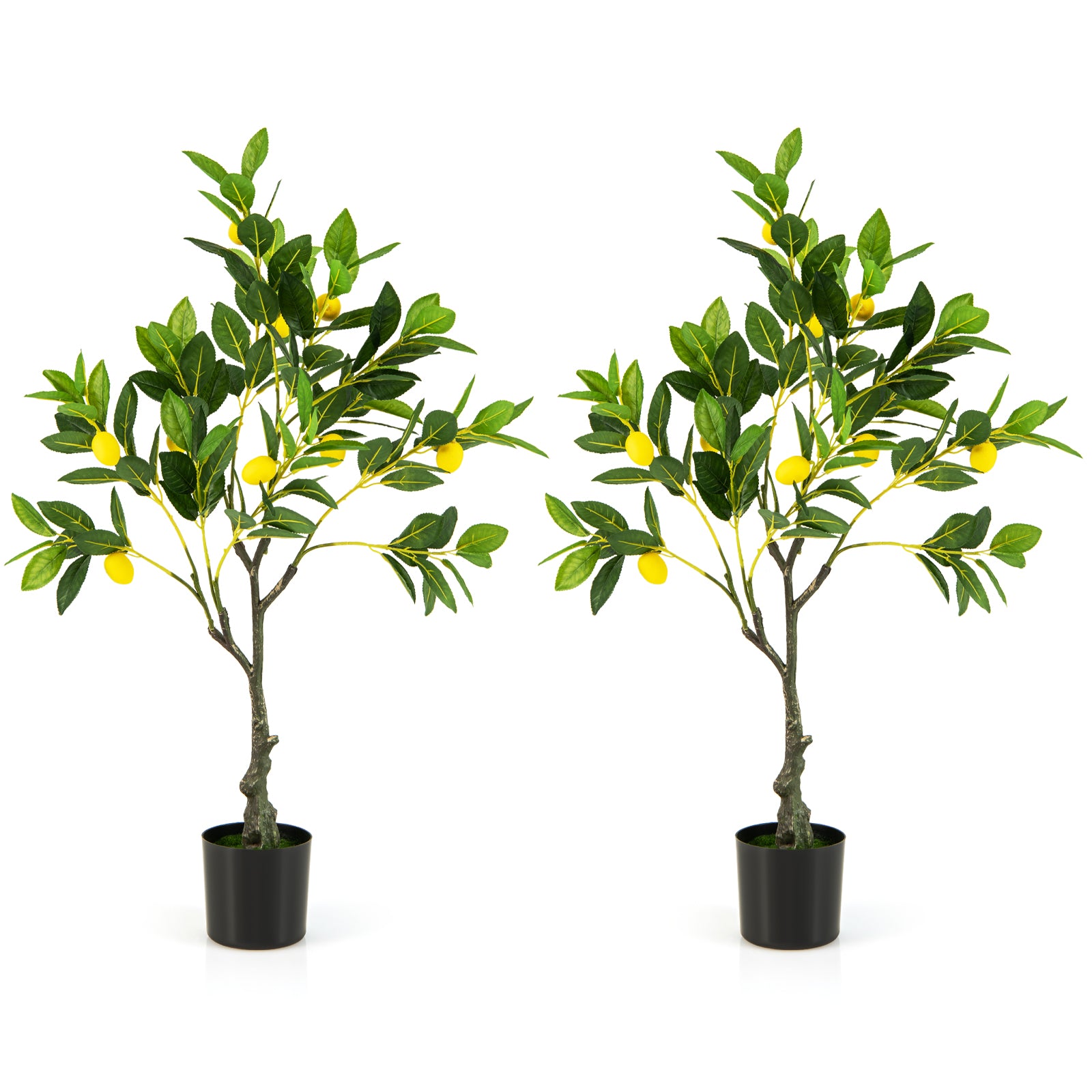 2 Pack 80cm Fake Lemon Plant with Lemon Fruits and Cement Pot