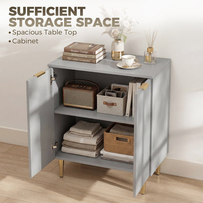 HOMCOM Sideboard Buffet Cabinet, Modern Kitchen Storage Cabinet with Adjustable Shelf and Metal Legs, Grey