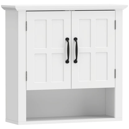 HOMCOM Bathroom Wall Cabinet, Medicine Cabinet, Kitchen Cupboard with 2 Doors and Adjustable Shelf, White