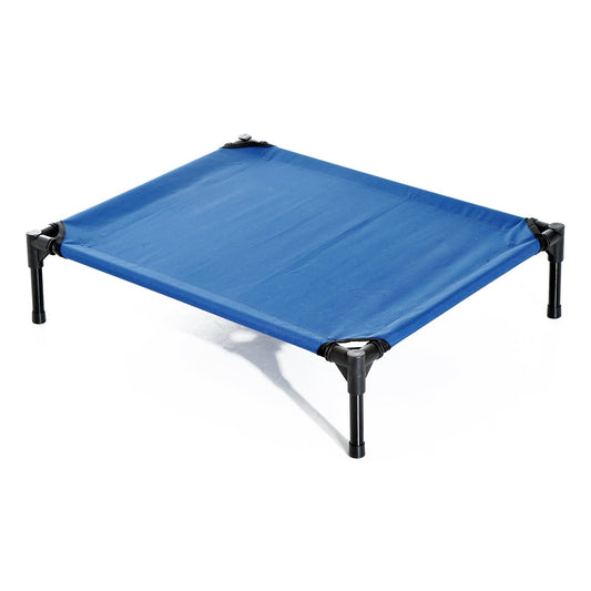 PawHut Elevated Pet Bed Portable Camping Raised Dog Bed w/ Metal Frame Blue (Medium)