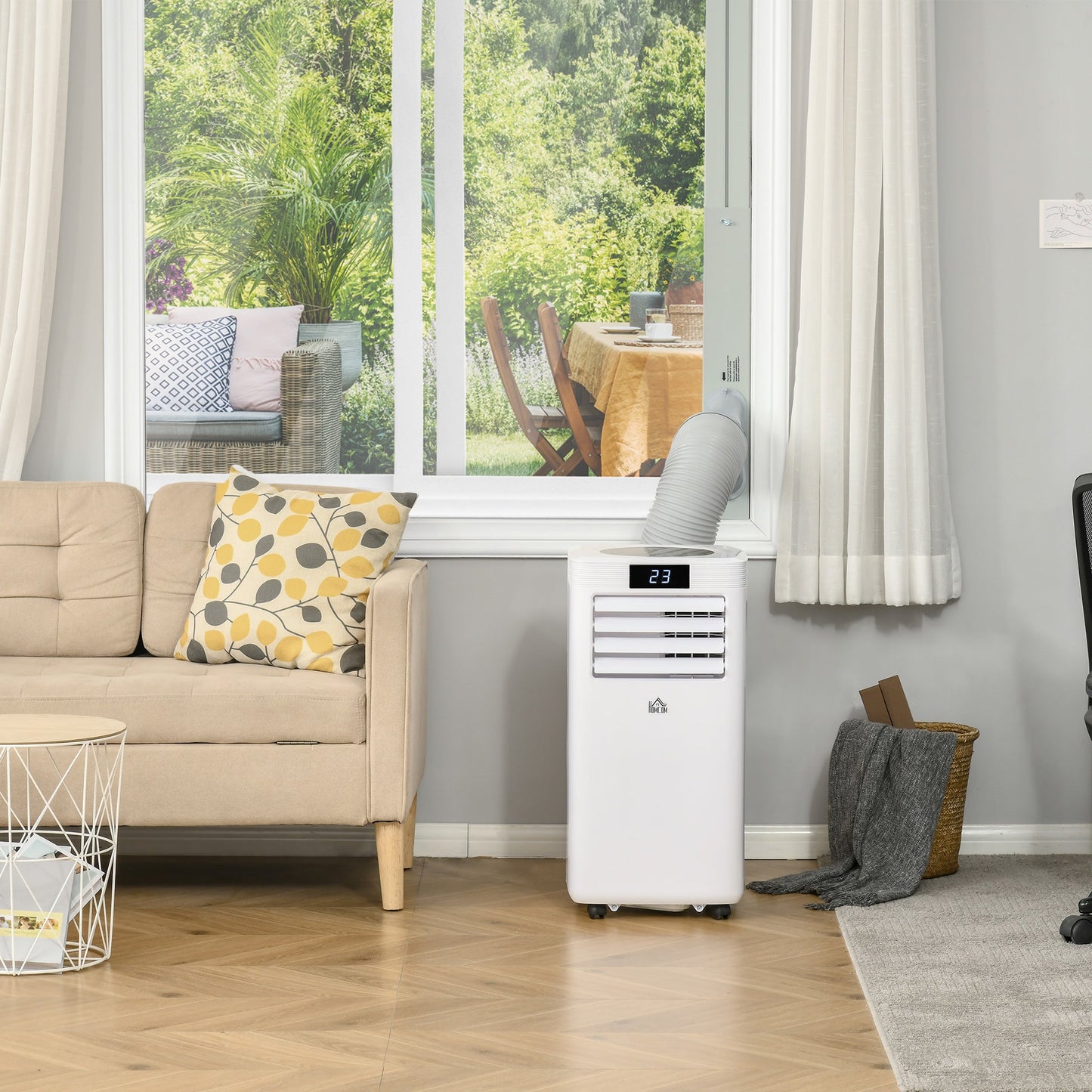 HOMCOM 10000 BTU Air Conditioning Unit, 3-in-1 Portable Air Conditioner, Dehumidifier, Cooling Fan with Remote Control, Digital Display, 2 Speeds, 24H Timer, Window Venting Kit, 22m_