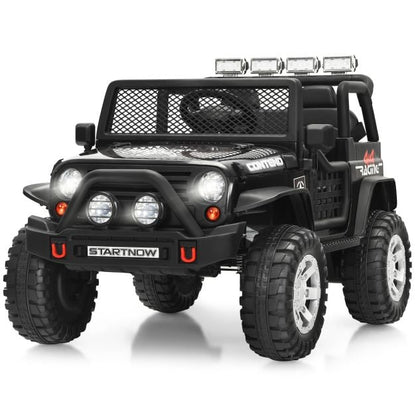 2-Seat Kids Ride on Truck with Parent Remote Control-Black-Black