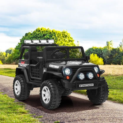 2-Seat Kids Ride on Truck with Parent Remote Control-Black-Black