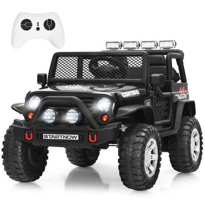 2-Seat Kids Ride on Truck with Parent Remote Control-Black-Black