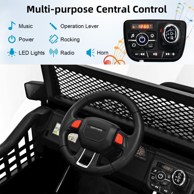 2-Seat Kids Ride on Truck with Parent Remote Control-Black-Black