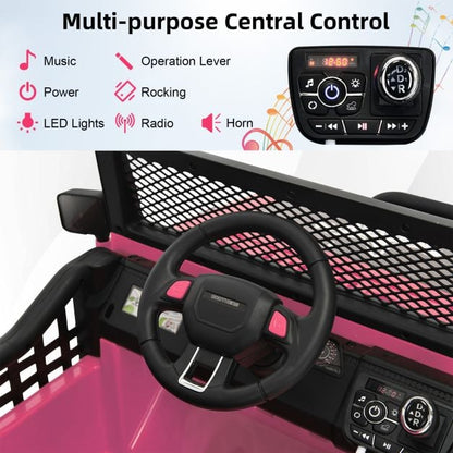 2-Seat Kids Ride on Truck with Parent Remote Control-Pink