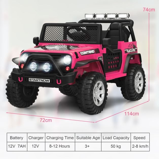 2-Seat Kids Ride on Truck with Parent Remote Control-Pink
